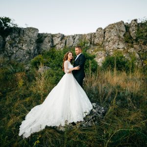 beautiful couple in love on a wedding day